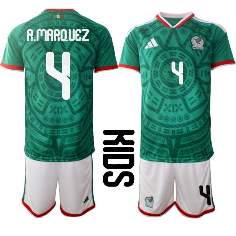 Youth 2026 World Cup National Team Mexico home green #4 Soccer Jersey 01